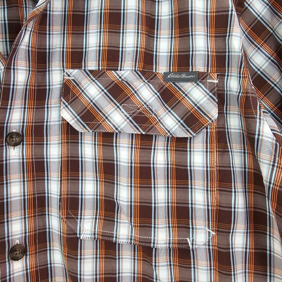 Eddie Bauer Mens Outdoors Plaid Shirt Size Medium Vented Fishing Camping Casual - Picture 2 of 10